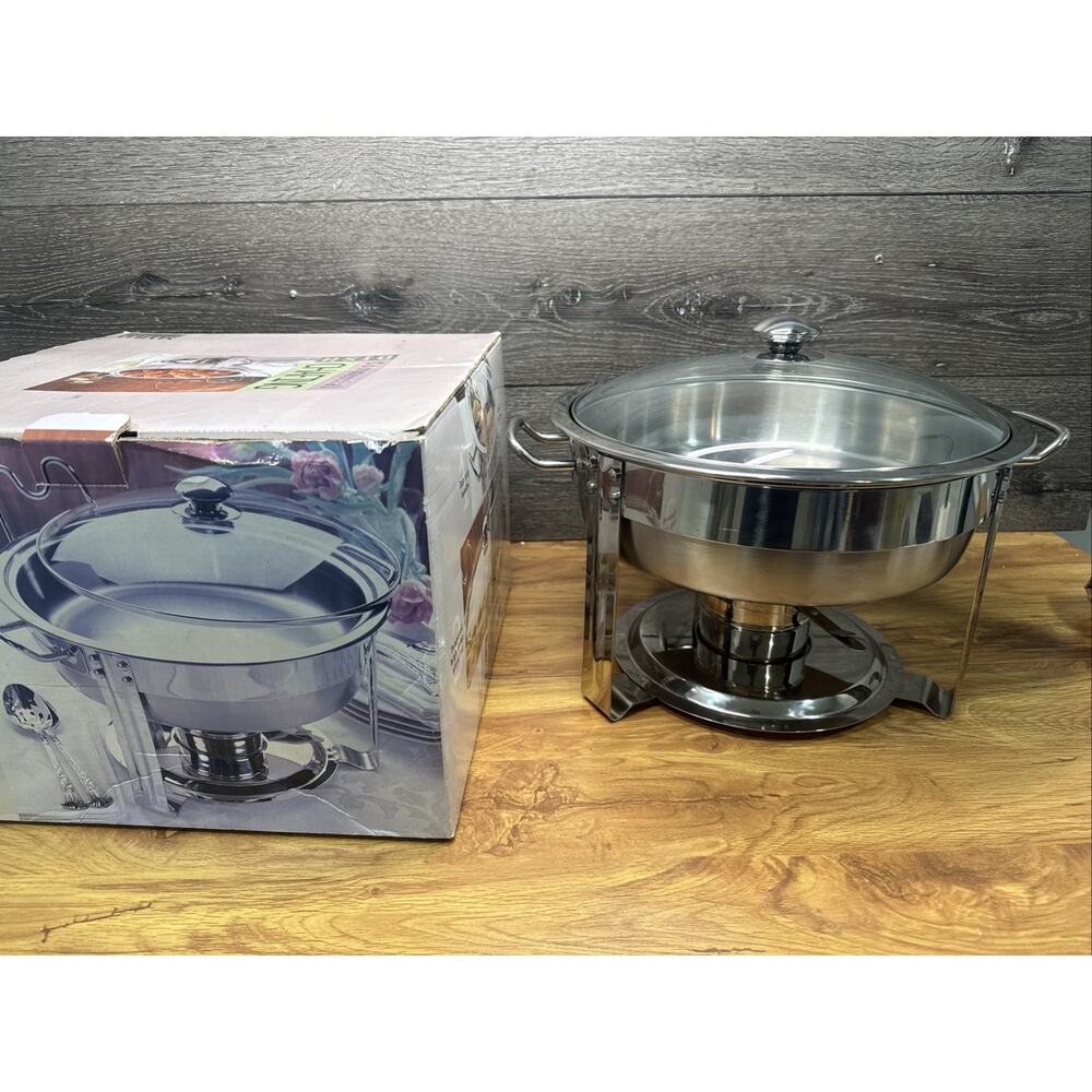 Seville Classics Commercial 4 Qt Stainless Steel Chafing Dish 13” With Lid